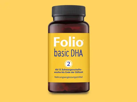Packshot Folio Basic 2: Folsäure, gelber Hintergrund