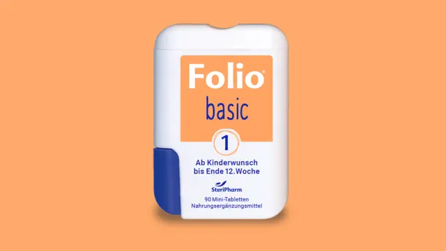 Packshot Folio Basic 1: Folsäure, oranger Hintergrund